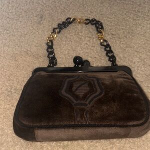 Elegant Brown Velvet Women's Bag